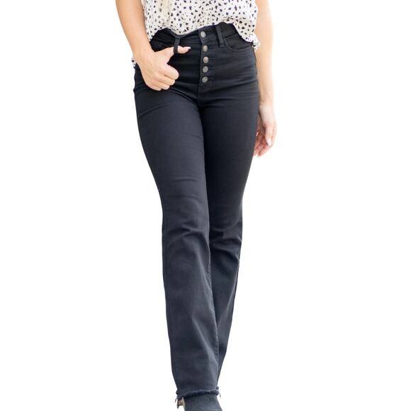 Judy Blue Denim - Judy Blue Covington High Rise Button Fly Bootcut Jeans, Black, Size 31/13